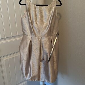 White House Black Market - Sleeveless Metallic Tulip Belted Dress